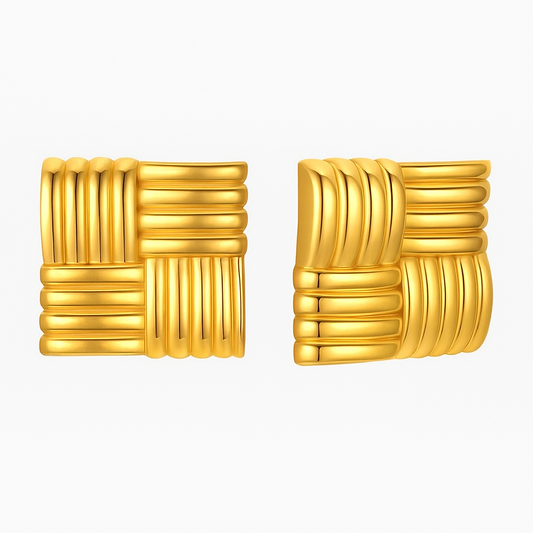Square Stud Earrings -Bold Geometric & Elegant